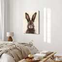 FLZYKGPA Painting Prints Brown Rabbit Canvas Wall Art - Neutral Tone Brushstroke Bunny Portrait, Modern Rustic Decor for Living Room Gallery Kitchen, High Definition Print Ready to Hang Artwork (8"L x 12"W, Picture 3)