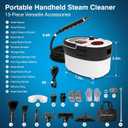 Steam Cleaner with 15-in-1 Kit, 2500W Steamer for Home & Car Detailing | 14.8ft Extended Reach, 15s Fast Heat-Up, 6-Level Adjustable, ANSI Z87.1 Safety Goggles, 45 Mins Steam, White