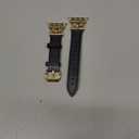 Wearlizer Leather Band Compatible with Apple Watch Bands Women 41mm 40mm 38mm 49mm 46mm 45mm 44mm 42mm, Fancy Dressy Strap for iWatch Series 11 10 9 8 7 6 5 4 3 SE/Ultra 3 2 1 (Black/Gold)