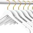 Amber Home 24 Pack White Wooden Hangers with Gold Hooks, White Wood Shirt Hangers with Notches for Dress, Coat, Bridal (White+Gold)