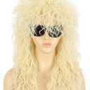 VGbeaty Men Women 70s 80s Rocker Mullet Wig Long Curly Blonde Cosplay Wig