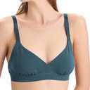 100% Merino Wool Women’s Wireless Triangle Bra，Wide Straps, No Padding, Merino-Wrapped Elastic Band – Moisture-Wicking, Everyday Bralette for Yoga，Hiking Outdoos Teal, XL