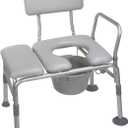 Drive Medical 12005KDC-1 Transfer Bench Commode Chair for Toilet with Padded Seat, Gray