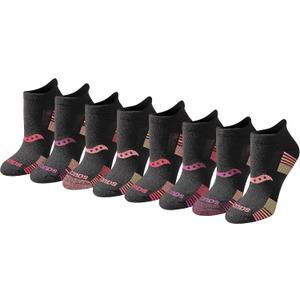Saucony Women's RunDry Performance Heel Tab Athletic Socks, 8 Pairs, L