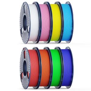250g High Speed SUNLU PETG Filament 1.75mm Bundle, 250g Spool, 8 Rolls, White+Red+Orange+Yellow+Green+Sky Blue+Blue+Pink