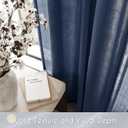 Navy Blue Curtains 102 inch Length for Bedroom Back Tab Light Filtering Semi Sheer Blue Living Room Curtains Linen Cotton Textured Indigo Blue Drapery Panel Modern Farmhouse Aesthetic Decor Dark Blue
