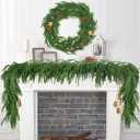5FT Christmas Garland Artificial Norfolk Pine Garlands Real Touch Winter Green Greenery Garland Christmas Decoration Xmas Garland for Door Table Mantle Wall Indoor Outdoor Christmas Decor