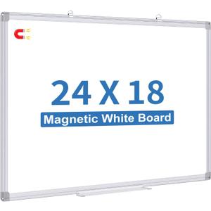White Board Dry Erase, 24 x 18 inch Magnetic Dry Erase Board Whiteboard for Wall, Aluminum Frame Hanging Whiteboard Marker Board Writing Board for Home Classroom Office
