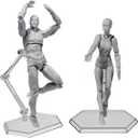 Artists Manikin Art Mannequin Figures Supplies Drawing Tools,Small Drawing Figure Model for Sketching,Painting,Artist Male+Female Set(Grey)