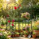 2-Pack 71" Black Metal Garden Trellises with Butterfly Design