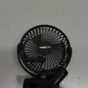 Portable Clip on Fan 65 Working Hours, Camping Fans with LED Lights & Hook, 12000 Capacity Battery Operated Fan with Clamp, USB Rechargeable for Desk, Tent, Treadmill, Stroller, Golf Cart, Home (Black)