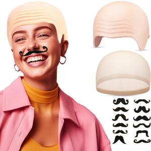 Bald Caps Makeup Latex Bald Head Wig Caps Cosplay Costume for Adults, for Theme Party Decorations Supplies