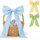 Suclain 3 Pcs Easter Basket Bows Spring Wreath Bow 11.8 x 19.7 Inch Colorful Gift Bows for Easter Wreath Tree Decorations Spring Home Front Door Decor DIY Craft Indoor and Outdoor(Simple)