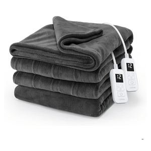 Sunbeam Electric Royal Luxe Microplush Heated Blanket, 12 Heat Settings, 12-Hour Auto Shut-Off, Fast Heating, Warm & Cozy, Machine Washable, Night Fog Color, Queen (90" x 84")