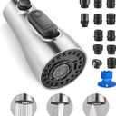 Cobbe Kitchen Faucet Head Replacement, Pull Down Spray Head for Kitchen Sink Faucet, 3 Function Kitchen Sink Sprayer Replacement with 12 Faucet Adapter, American Standard, Brushed Nickel