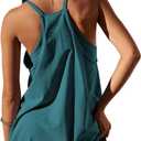 Zhiyouni Women's Summer Sleeveless Mini Dress V Neck Spaghetti Straps Athletic Built-in Shorts Sundress (Green, S)