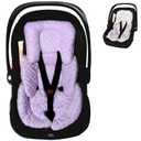 Infant Carseat Insert, 2-in-1 Reversible Baby Car Seat Cushion for Newborn Toddler Head & Body Support Car Seat Pad for Carseats, Strollers, Swings, Bouncers(Purple)
