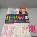 30 Colors Face Paint Kit, Reusable Water Based Body Paints Palette with Brushes and Face Painting Stencils for Kids and Adults Professional Halloween Cosplay and Parties Make-up Kit