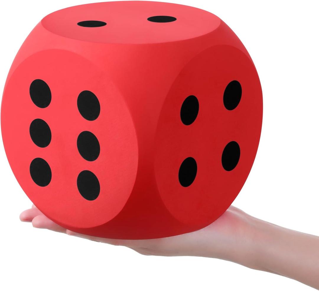 Shappy 6 Inches Foam Dice Fun Filled Large Educational Toy Kawaii Giant Dice Decorative Eva Foam Jumbo Cube Big Square Building Blocks for Game Nights Learning Sessions(Red, 2 Pcs)