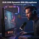 OMISTAR XLR/USB Dynamic RGB Microphone, PC Microphone with Noise Reduction, Volume Control, Mute Function, Metal Build, Easy-Mount Base for Gaming, Recording, Streaming