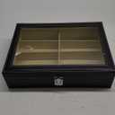 8 Slot Sunglass Organizer Leather Eyeglasses Collector Eyewear Display Case Storage Box, Black