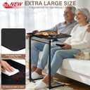 Extra Large TV Tray Table Set of 2, Heavy Duty C-Shaped Laptop Desk with 8-Level Height & 90° Tilt, Folding Overbed End Table for Couch and Bed, Black Finish with Phone/Tablet Slot for Small Spaces, Large 2 Pack