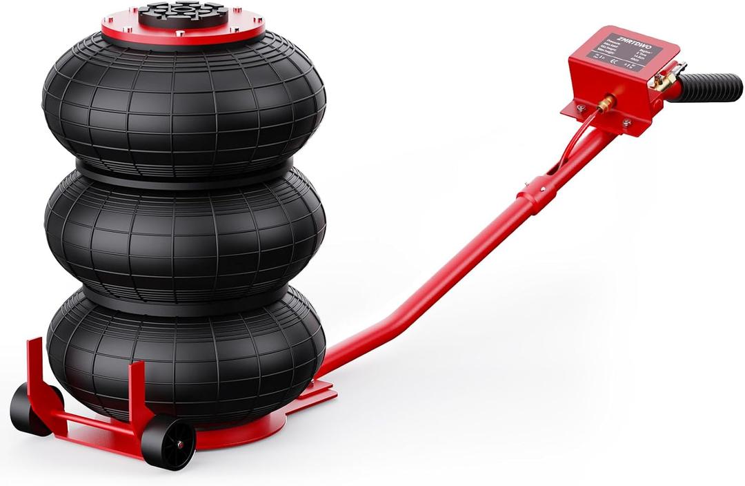 Air Jack, 3 Ton/6600 lbs Car Jack, 3-5 s Fast Lifting Pneumatic Jacks with Long Handle, Lift up to 17.7 inch Pneumatic Air Jacks for Cars and Trucks, Garages, Repair (Red)