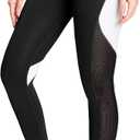 QUEENIEKE Women Yoga Pants Color Blocking Mesh Workout Running Leggings Tights XL