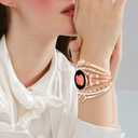 2 x KOREDA Boho Leather Bracelet for Samsung Galaxy Watch 7/6/5/4/FE Band 40mm 44mm/Watch 6 Classic 43mm 47mm/Watch 5 Pro 45mm/Watch 4 Classic/Active 2 Bands Women, 20mm Handmade Multilayer Wrap Jewelry Bands (Rose Gold-Heart Bracelets)