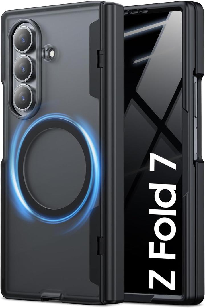 Spugan for Samsung Galaxy Z Fold 7 Case with MagSafe, [Screen Protection] [Hinge Protection] Translucent Strong Magnetic Shockproof Case for Galaxy Z Fold 7 8",Black-Privacy