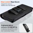 Leather Cell Phone Holster with Card Holder and Belt Clip Protective Case for iPhone Pro Max, Plus 17 16 15 14 13 12 16e, Samsung Galaxy FE, Plus S25 S24 S23 S22, L-Black