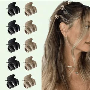 10Pcs Mini Claw Clips, Durable Matte Hair Clips for Women Girls, 1.4 Inch Small Hair Clips for Hair Buns, Braided Bangs, Hair Styling Accessories