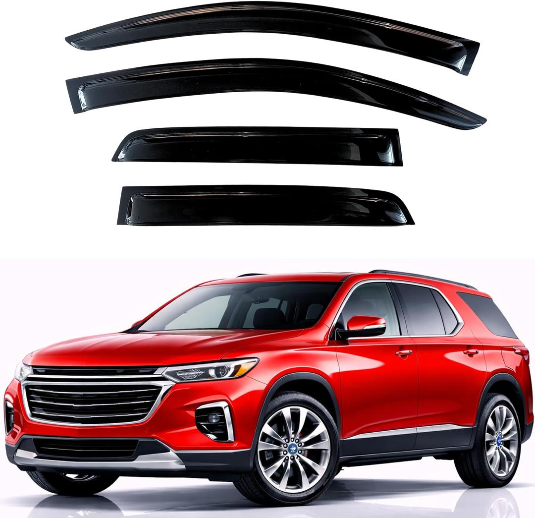 KPY Rain Guards Fit for 2018-2023 Chevrolet/Chevy Traverse, Out-Channel Window Visors Vent Wind Deflectors 4PC, Car Accessories for 18-23 Traverse