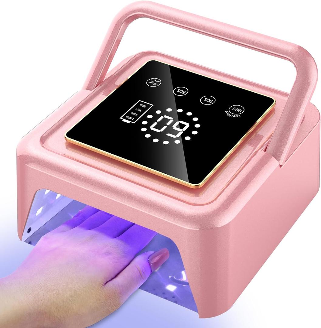 UV Nail Lamp 108W, UV Light for Gel Nail Polish, Cordless LED Nail Lamp with 36 Beads & Touch Display, Nail Light with 4 Timer Mode & Auto Sensor, Fast Curing Nail Dryer for Salon & Home (Pink)