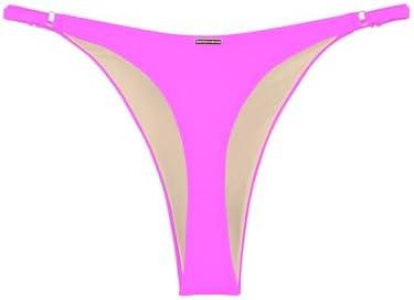 RELLECIGA Women's Adjustable High Cut Thong Bikini Bottom Size L
