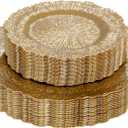 DaYammi 60Pcs Gold Plastic Plates-Elegant Gold Plates Disposable & Reusable-Heavy Duty Plastic Plates for Party Including 30 Dinner Plate, 30 Dessert Plate for Weddings,Dinner Parties