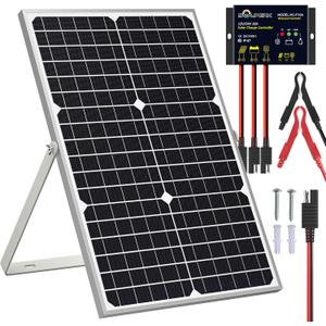 SOLPERK Solar Panel Kit 30W 12V, Solar Battery Trickle Charger Maintainer + Upgrade Waterproof Controller + Adjustable Mount Bracket for Boat Car RV Motorcycle Marine Automotive (30W PWM+Load)
