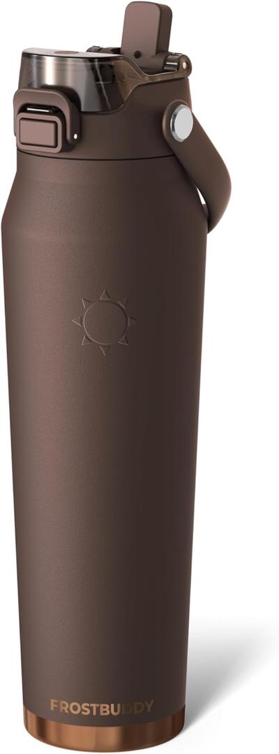 Frost Buddy 32oz Insulated Water Bottle with Straw & Chug Lid | Leak-Proof Stainless Steel | 24-Hours Cold | Sweat-Proof, Cup Holder Friendly | Ideal for Gym, Travel, Sports & Everyday Hydration (Espresso)