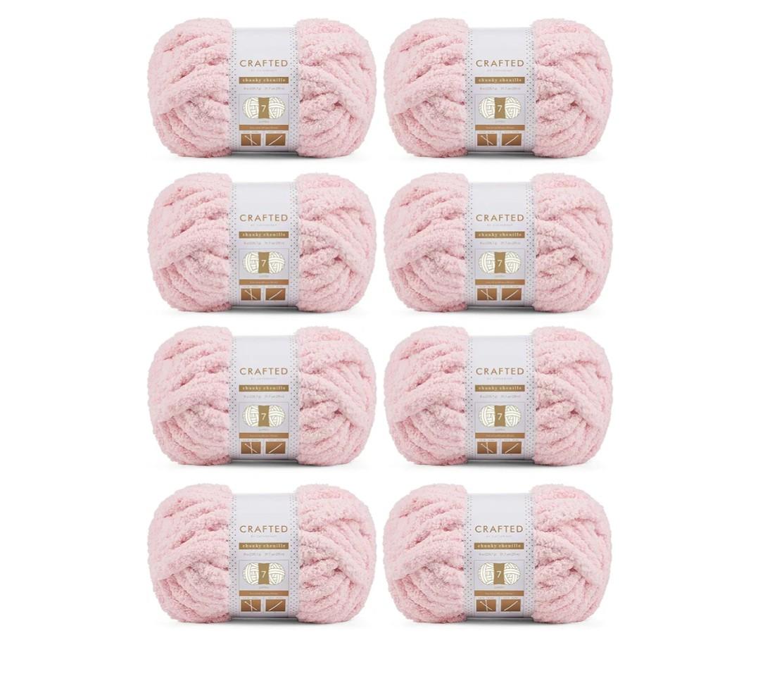 8 Packs Jumbo Chunky Chenille Yarn  2040g(72oz) 245 Yards (224m) Bulky Yarn  Chunky Yarn for Hand Knitting Blanket,Cushions, Pet Bed  Soft and Durable(Pink)