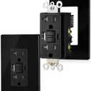 SURAIELEC 20 Amp GFCI Outlet with USB Ports, Self-Test GFCI Combination with USB-C & USB-A, Tamper-Resistant Ground Fault Circuit Interrupter, Screwless Wall Plate Included, ETL Listed, Black, 2-Pack