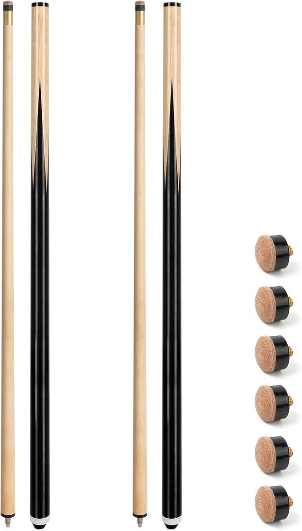 LOTKEY Pool Cue Stick, 58" Pool Sticks Set of 2, Billiard Sticks with 13mm Leather Tips for Beginners Youth Adults 14 15 19 20 21oz House Bar, 2-Piece Design, 58in 20oz set of 2