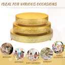 Wenqik 3 Pcs Cake Stand 16'' 14'' 12'' Round Metal Cake Stand Bases Display Holder Cookies Fruit Serving Tray Candy Display Plate Cupcake Dessert Pastry Riser for Wedding Birthday Party(Gold)