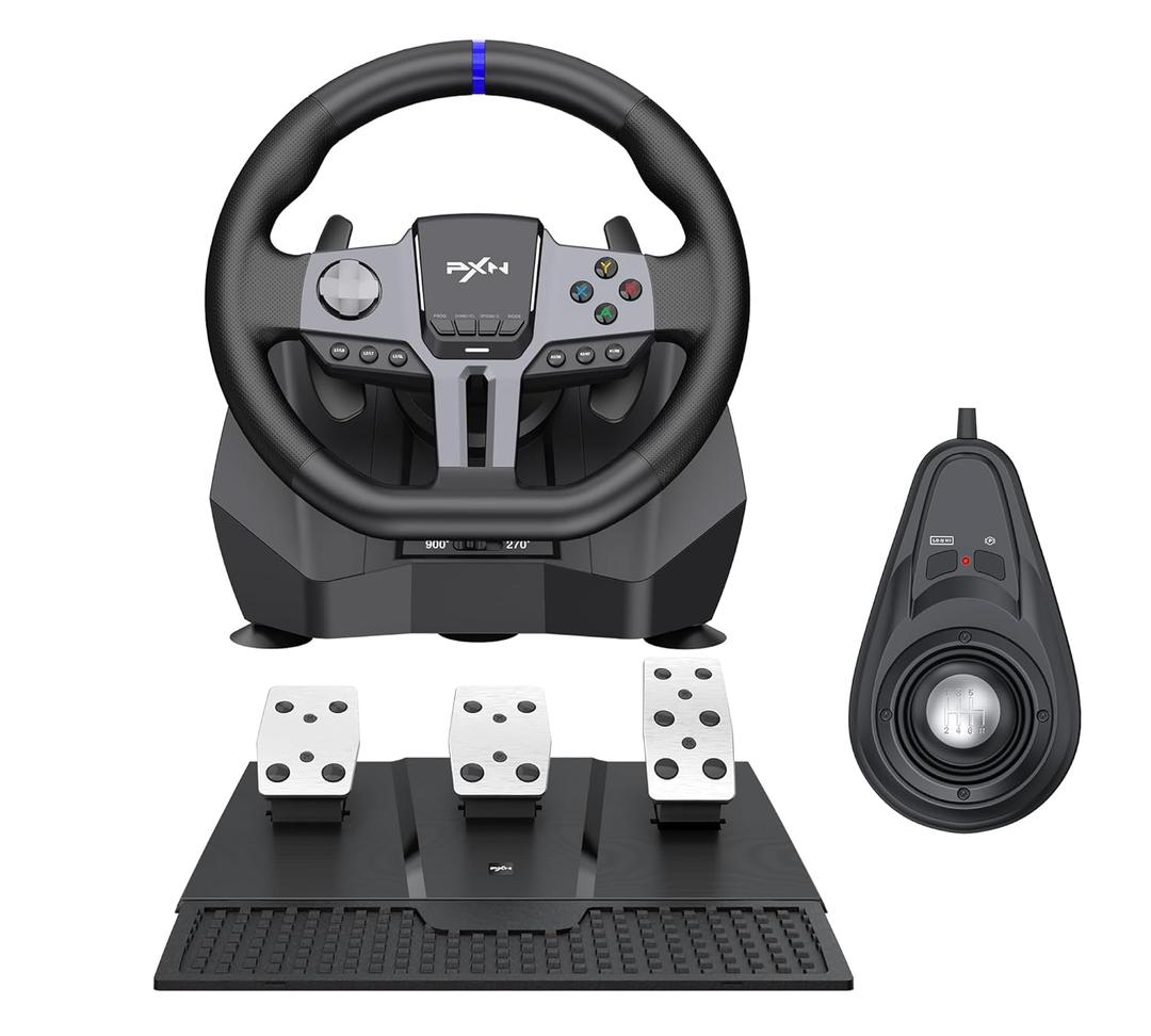 PXN V9 Gen2 Gaming Racing Wheel With magnetic Pedals and Shifter 270/900 Dual-Vibration Driver free, sim car Driving pc Steering Wheel for PC,PS4,PS3,Xbox one, Xbox Series X/S switch