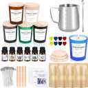 Candle Making Kit for Adult, Homemade DIY Candle Making Supplies Include Soy Wax, Wicks, Glass Candle Containers, Essential Oils, Dyes, DIY Arts & Crafts Gift for Kids, Beginners, Adults, Women (Multicolor)