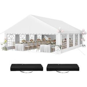 YITAHOME 20x30FT Party PVC White Tent Heavy Duty Wedding Event Shelters Upgraded Galvanized Ripple Canopy with Large Roof Removable Sidewalls & 2 Storage Bags 600D Oxford for Outdoor Weddings, BBQ