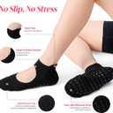 CoolMate Pilates Socks with Grips for Women, Yoga Socks, Crew Non Slip Women for Barre, Pilates Gifts (6-10, A-01. 4 Pairs Open Top Pink/White/Light Purple/Black)