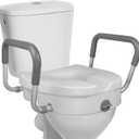 RMS Raised Toilet Seat - 5 Inch Elevated Riser with Adjustable Padded Arms - Toilet Safety Seat for Elongated or Standard Commode