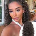 Isaic Ponytail Extension 12 Inch Long Wavy Curly Ponytails Drawstring Ponytail for Black Women Dark Brown Pony Tails Hair Extensions Synthetic Hairpiece for Daily Use