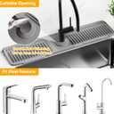 24'' Longer Faucet Mat for Kitchen Sink Splash Guard[7 Slope Fast Self-draining][Snap Lock Fit]Kitchen Sink Faucet Mat Splash Guard Kitchen Sink Area Water Splash Guard Behind Faucet Draining Mat