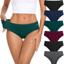 coskefy Women's Underwear Cotton Hipster Panties Low Rise Briefs Soft Strench Breathable Ladies Bikini Underwear 6 Pack, 3XL